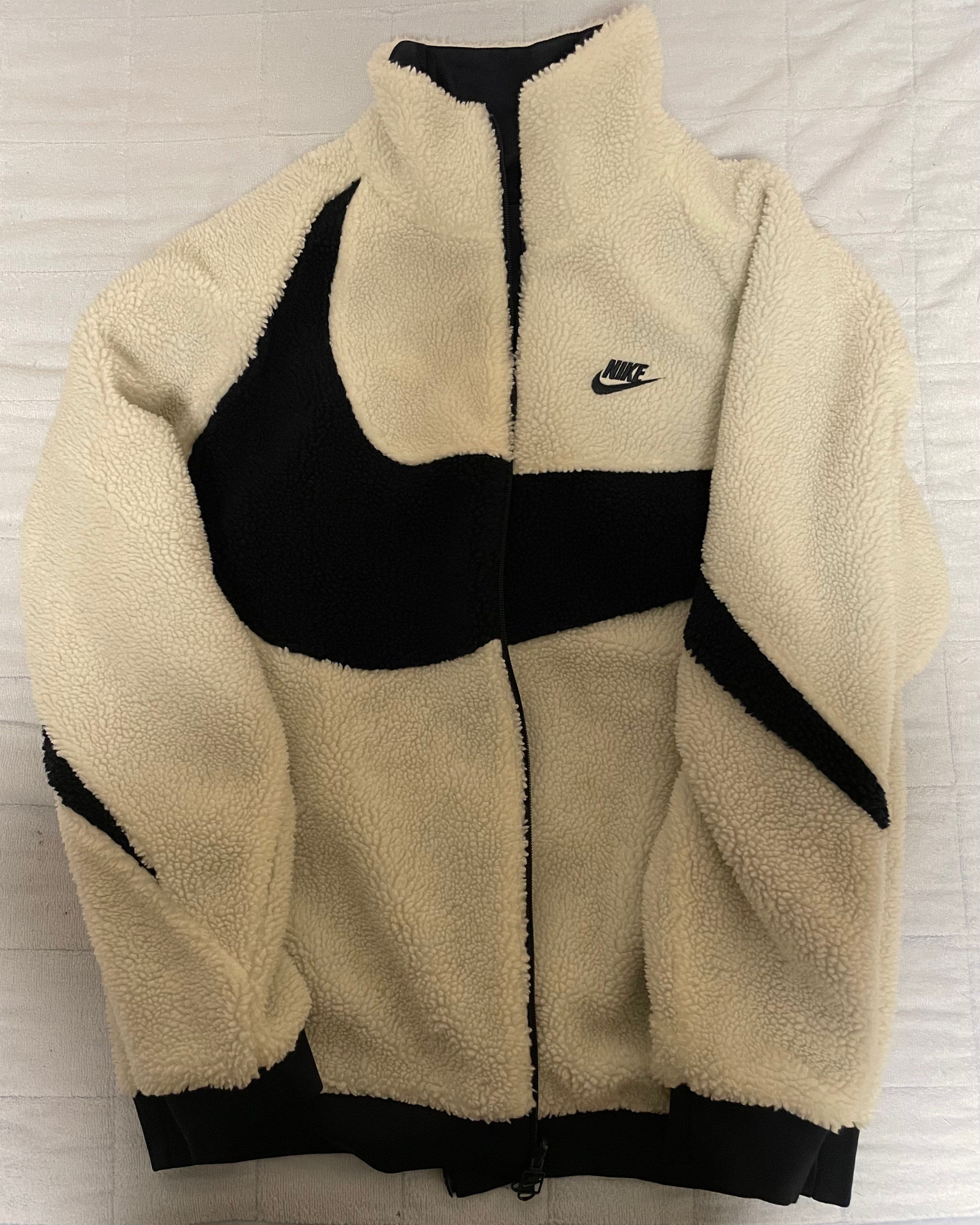 Nike Big Swoosh Reversible Boa Jacket "Sail/Dark Obsidian"