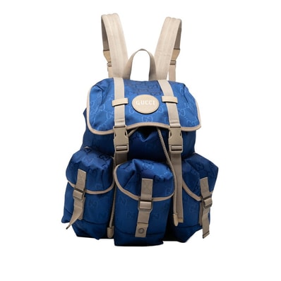 グッチ GGナイロン オフ ザ グリッド リュック バックパック 626160 ブルー ベージュ ナイロン レザー レディース GUCCI 【中古】