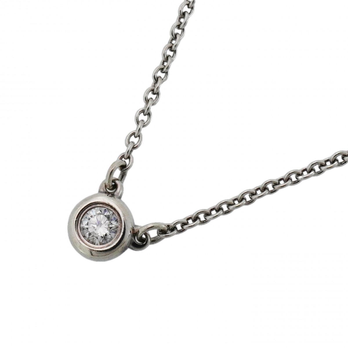 【6jdb0415-19-k】ティファニー ネックレス バイザヤード 1PD シルバー925 ダイヤモンド【中古】レディース