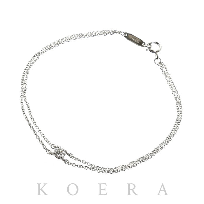 TIFFANY&Co. ティファニー Pt950プラチナ ソリティア ブレスレット ダイヤモンド 2.0g 16cm レディース【中古】【美品】