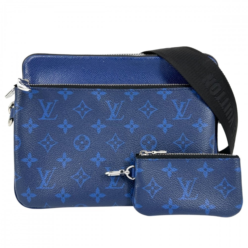 LOUIS VUITTON ルイヴィトン ショルダーバッグ タイガラマ トリオ・メッセンジャー 肩掛け 斜め掛け ブルー かばん 鞄 M30848 コバルト シルバー金具 メンズ【中古品】