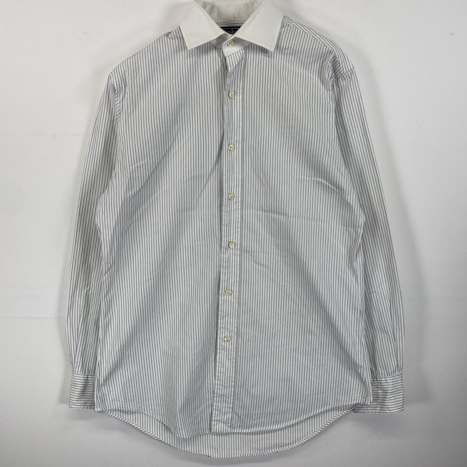 古着 90's/90年代 ポロバイラルフローレン Polo by Ralph Lauren 長袖シャツ ポニー無し 15 S-M  ホワイト系 チェック メンズ