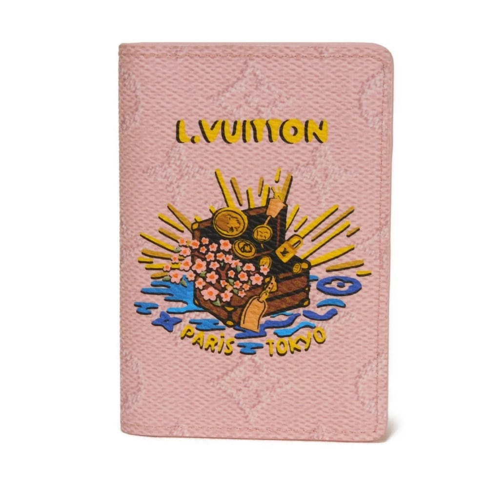 LOUIS VUITTON ルイ・ヴィトン オーガナイザー ドゥ ポッシュ ロゴ 桜 鯉 二つ折り パスケース 名刺入れ RFID ICチップ 美品 モノグラム 日本風 ピンク カードケース M25973