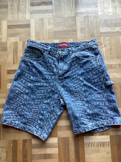 Supreme Warp Jacquard Logos Denim Painter Short "Blue"