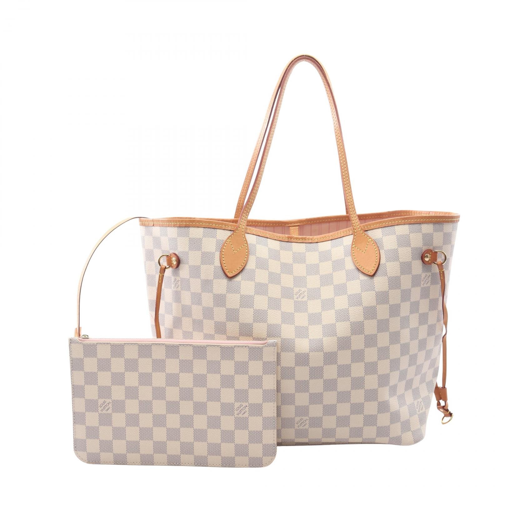 ルイ・ヴィトン LOUIS VUITTON ネヴァーフルMM ダミエアズール ローズバレリーヌ トートバッグ バッグ PVCコーティングキャンバス レザー レディース ホワイト系 N40603 【中古】
