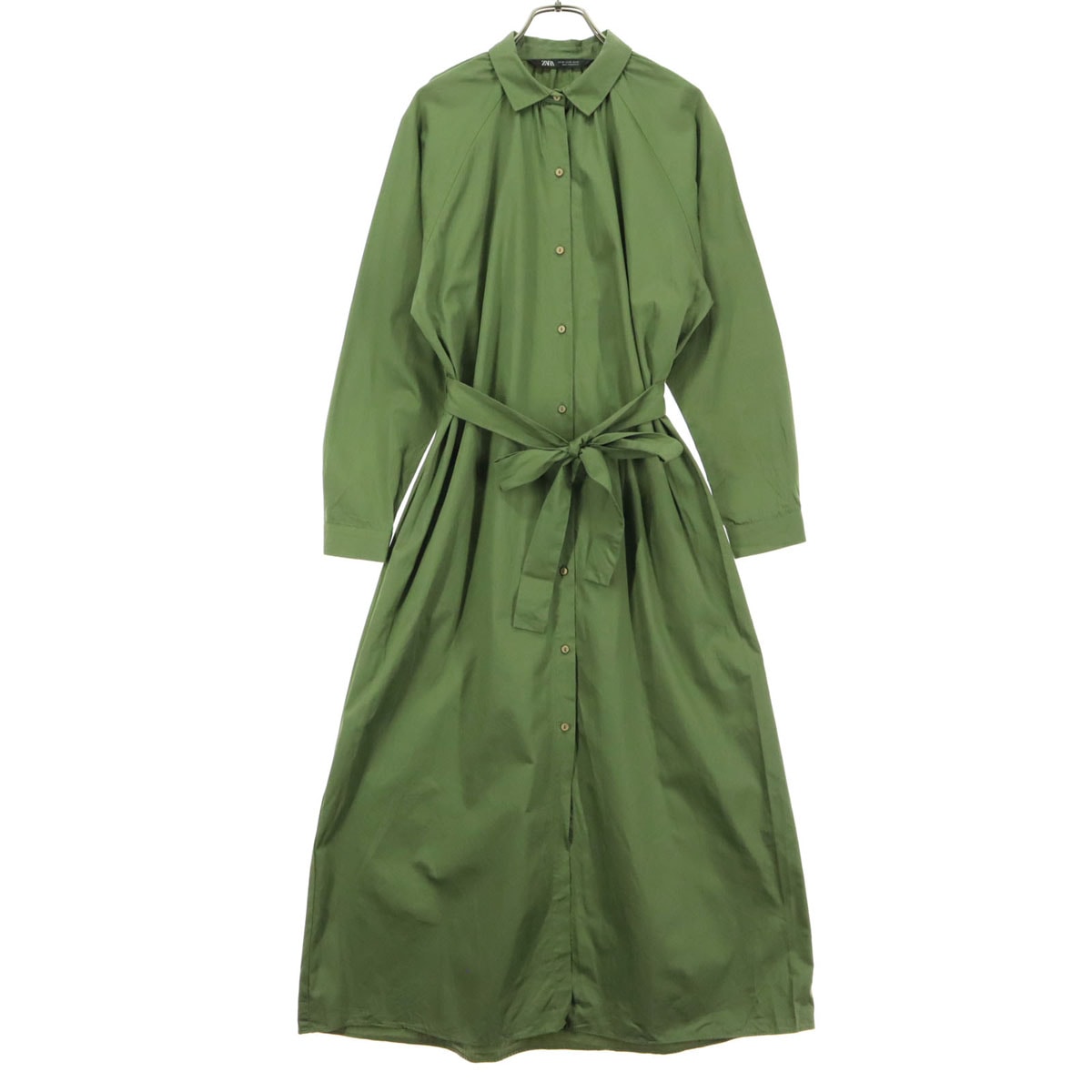 ZARA ザラ 長袖 シャツワンピース XS グリーン