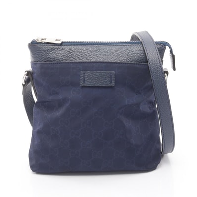 グッチ GUCCI GG柄 ショルダーバッグ バッグ ナイロン レザー レディース ネイビー系 510339 【中古】