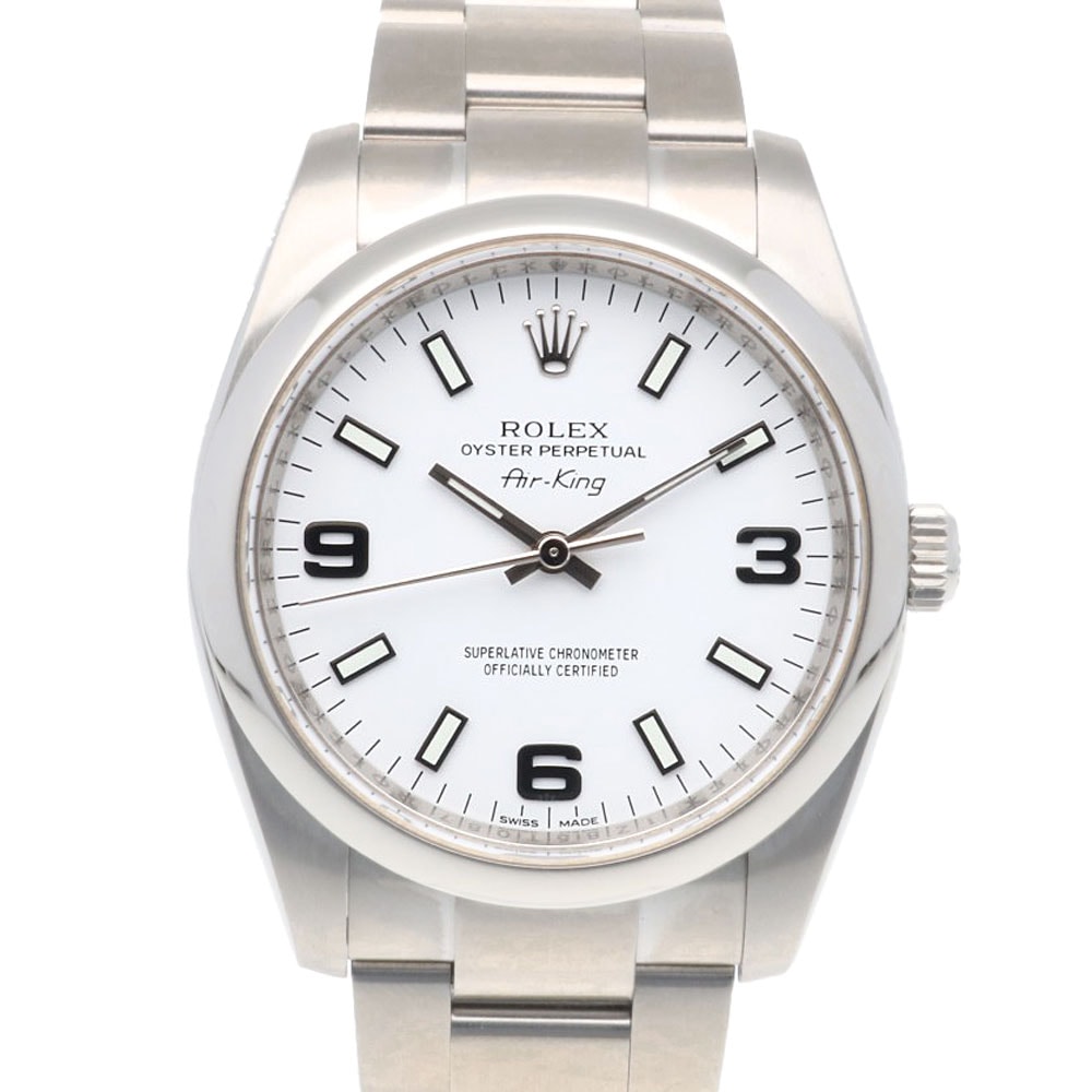 ロレックス エアキング オイスターパーペチュアル 腕時計 時計 ステンレススチール 114200 自動巻き オーバーホール済 磨き直し済 ランダムシリアル(2010年以降の製造) メンズ 1年保証 ROLEX 中古