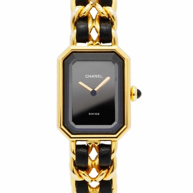 【6wdd0297】シャネル プルミエールL H0001 黒文字盤【中古】腕時計 レディース