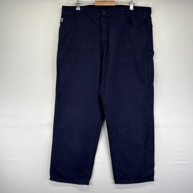 古着 カーハート Carhartt ダック パンツ ペインターパンツ ジッパーフライ ワンポイントロゴ 大きいサイズ w42 L32 ネイビー系 メンズ