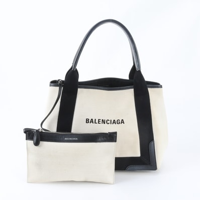 ■美品 バレンシアガ ネイビー カバス ポーチ 付トート バッグ