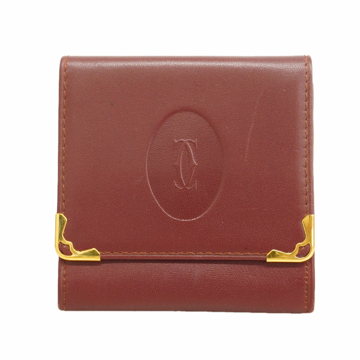 【6hf6218】カルティエ コインケース マスト レザー ボルドー ゴールド金具【中古】メンズ レディース ユニセックス