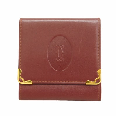 【6hf6218】カルティエ コインケース マスト レザー ボルドー ゴールド金具【中古】メンズ レディース ユニセックス