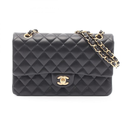 シャネル CHANEL マトラッセ Wフラップ ショルダーバッグ バッグ ラムスキン(羊革) レディース ブラック系 【中古】