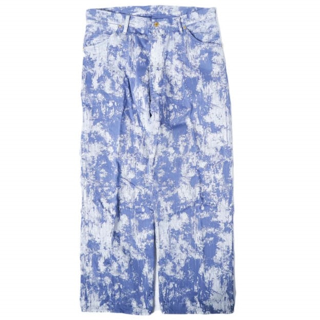 BEAMS PLUS ビームスプラス 25AW P-Man Pants - Supima Herringbone on Paint Print 白箔プリント ペインターパンツ 38-24-0381-791 M BLUE ボトムス g27913