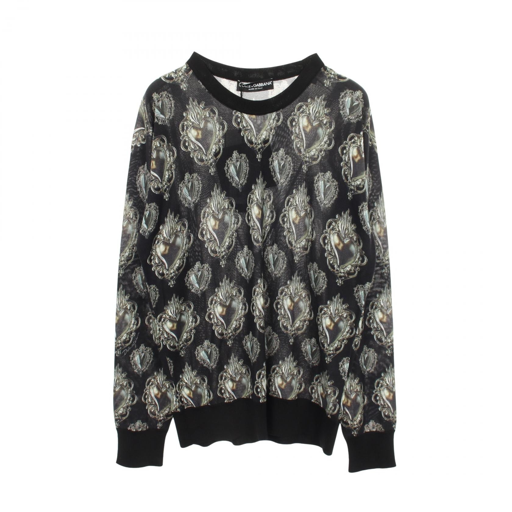 ドルチェアンドガッバーナ DOLCE & GABBANA Sacred Heart 総柄 ニット 衣料品 トップス シルク メンズ ブラック系 / グレー系 【中古】