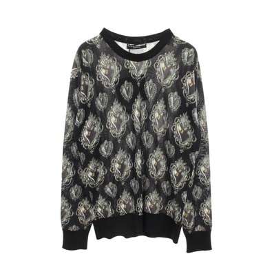ドルチェアンドガッバーナ DOLCE & GABBANA Sacred Heart 総柄 ニット 衣料品 トップス シルク メンズ ブラック系 / グレー系 【中古】