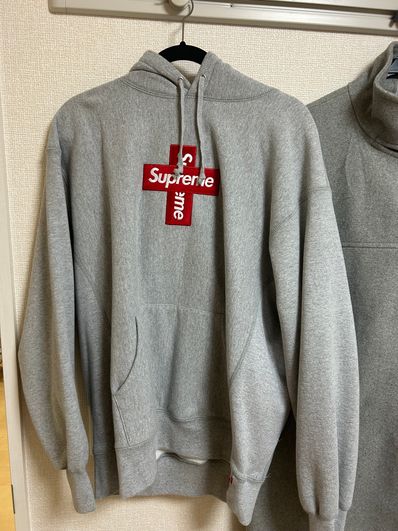 Supreme Cross Box Logo Hooded Sweatshirt "Grey"