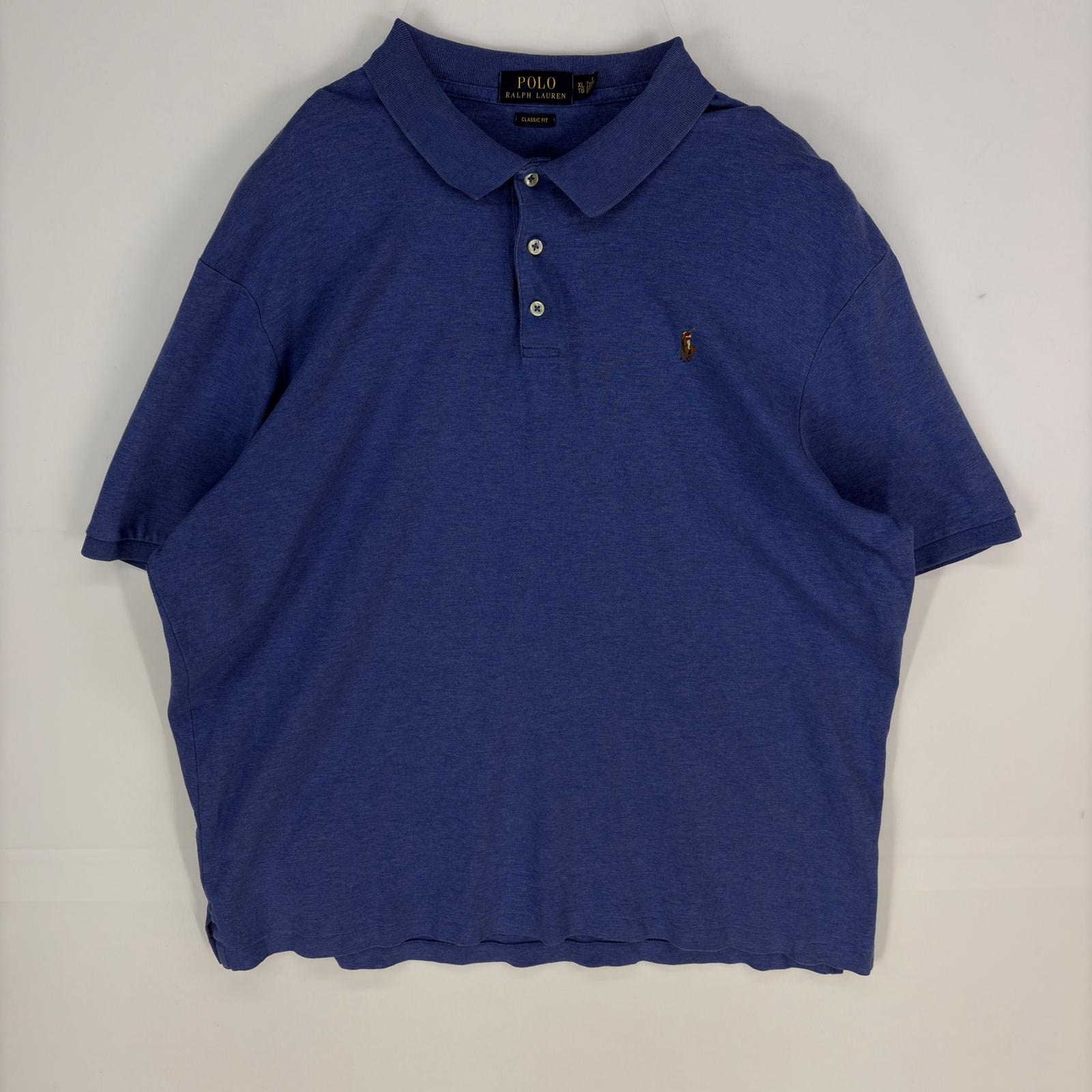 古着 ポロ・ラルフローレン POLO RALPH LAUREN 半袖シャツ 刺繍ロゴ ポニー ポロシャツ ワンポイント XL  ブルー系 メンズ