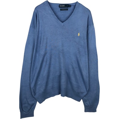 古着 ラルフローレン Ralph Lauren POLO by Ralph Lauren Vネック ピマコットンニットセーター メンズXL相当/eaa637209