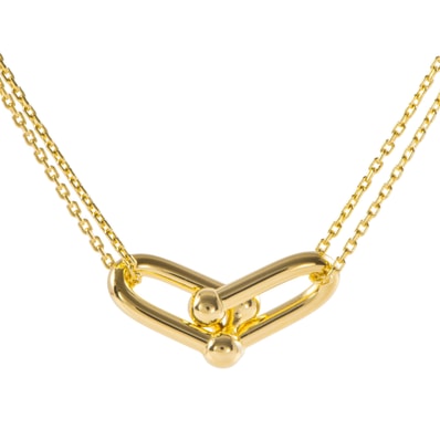 TIFFANY&Co. ティファニー ハードウェア ラージ ダブル リンク ペンダント ネックレス K18YG ゴールド【中古】