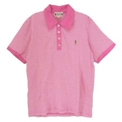 WACKO MARIA ワコマリア ポロシャツ マリアワッペン ボーダー 半袖 ポロシャツ ピンク系 M【中古】