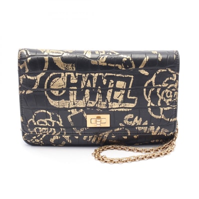 シャネル CHANEL 2.55 ショルダーバッグ バッグ レザー レディース ブラック系 / ゴールド系 【中古】