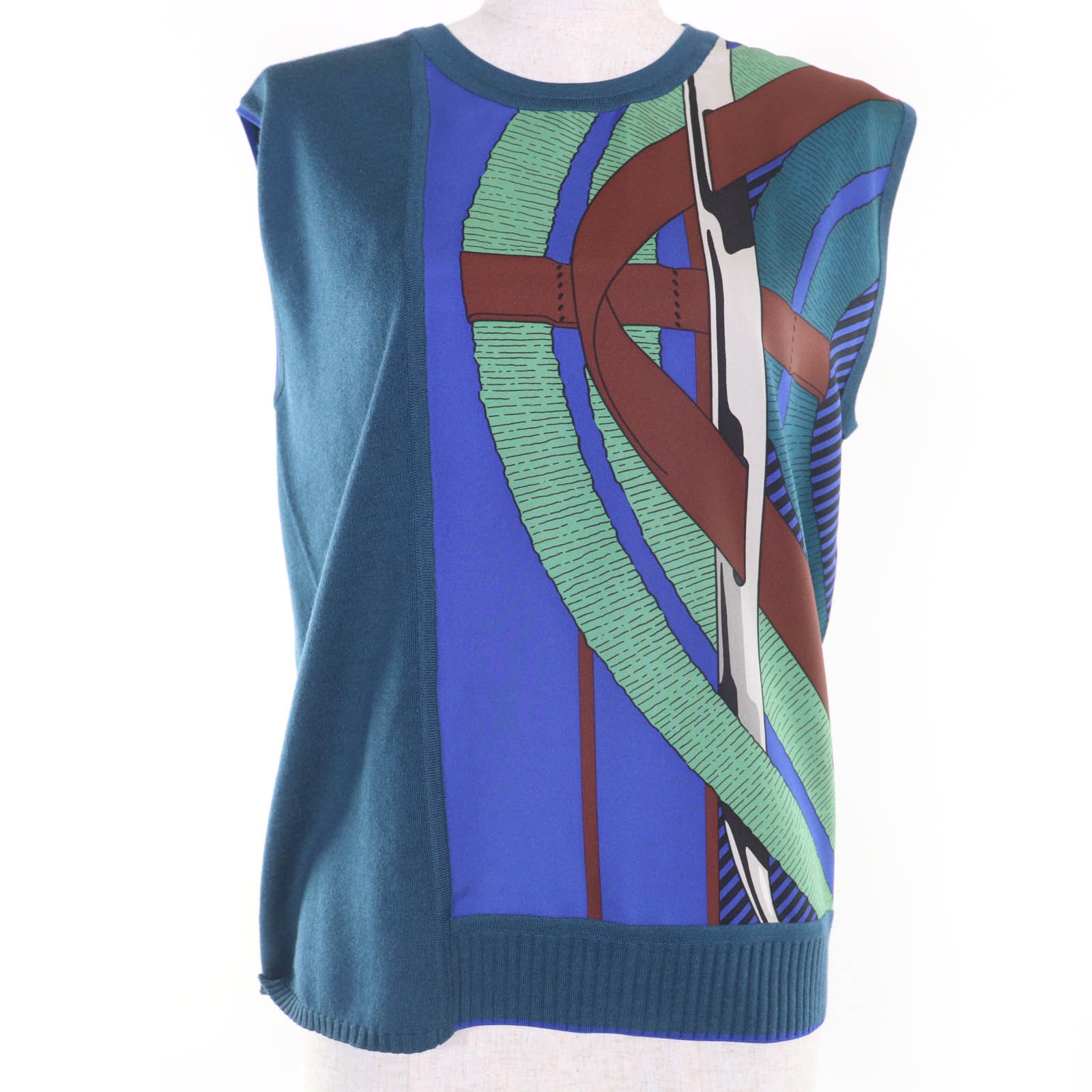 極美品 エルメス
 トップス ブルーグリーン レディース 38