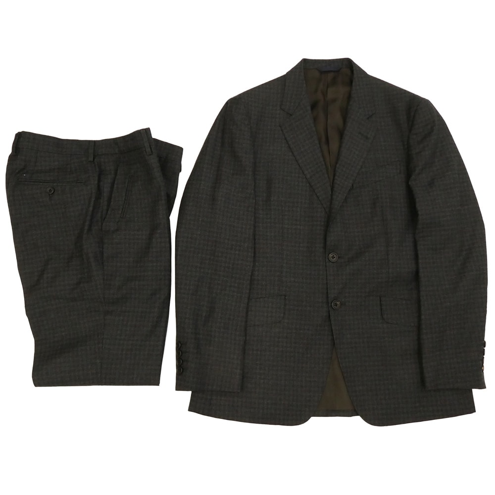 Paul Smith ポール・スミス セットアップ PC-J-55079 REDA 1865 ウール チェック 2B テーラード ジャケット セットアップ グレー系 L【中古】