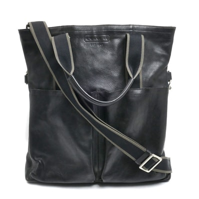 COACH コーチ ヘリテージ ウェブレザーフォルドオーバー 2Wayショルダーバッグ ブラック F70558 メンズ【中古】