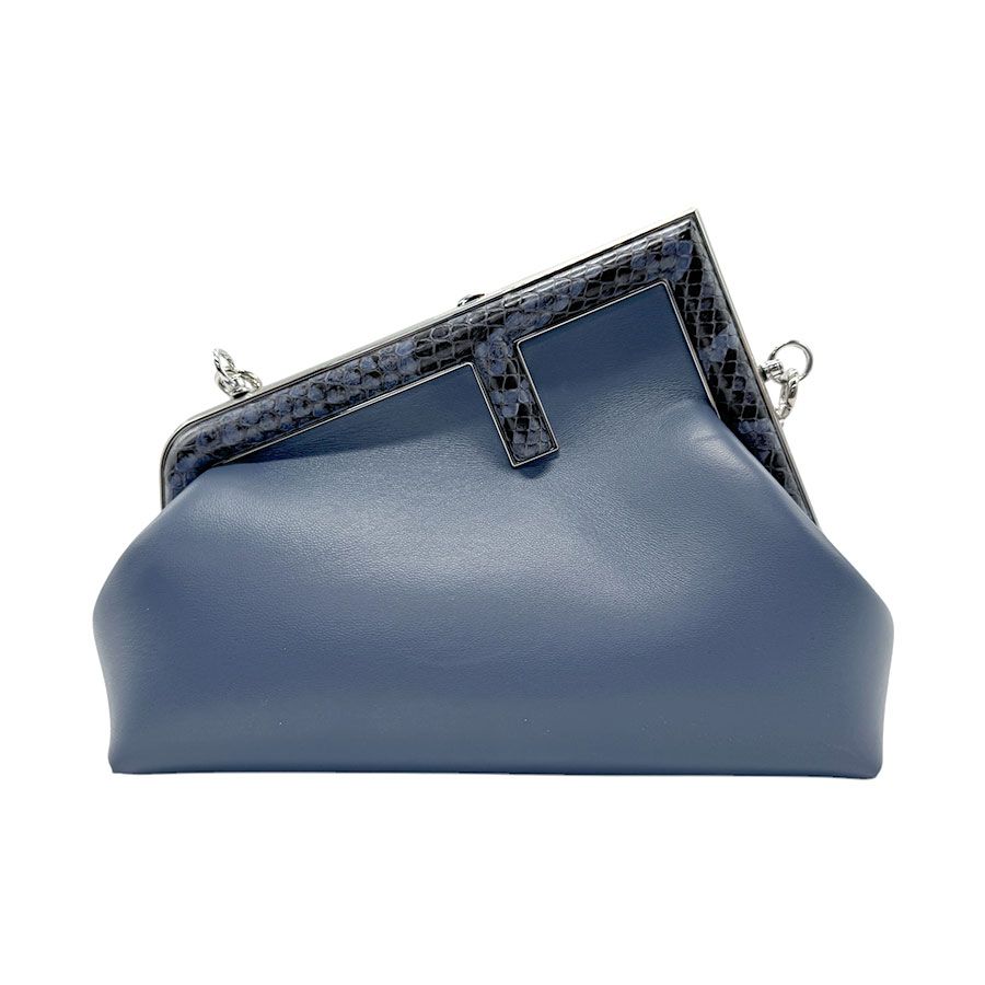 フェンディ FENDI ショルダーバッグ ファースト レザー/パイソン ブルー レディース 8BP129 AGWR【中古】 n0823