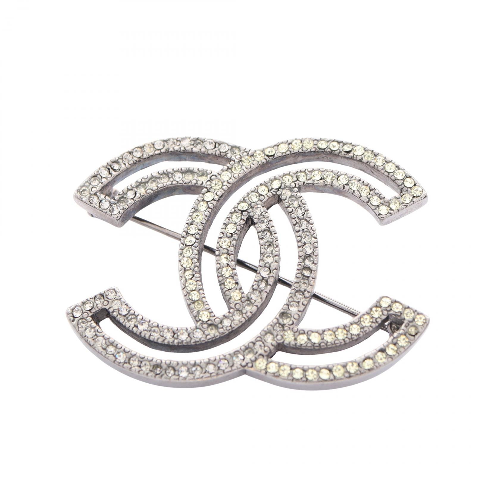 シャネル CHANEL ココマーク ブローチ アクセサリー メタル / ラインストーン レディース シルバー系 / クリア系 【中古】