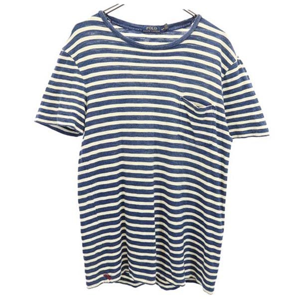 Polo by Ralph Lauren ポロバイラルフローレン ボーダー 半袖 Tシャツ M ネイビー系 胸ポケット