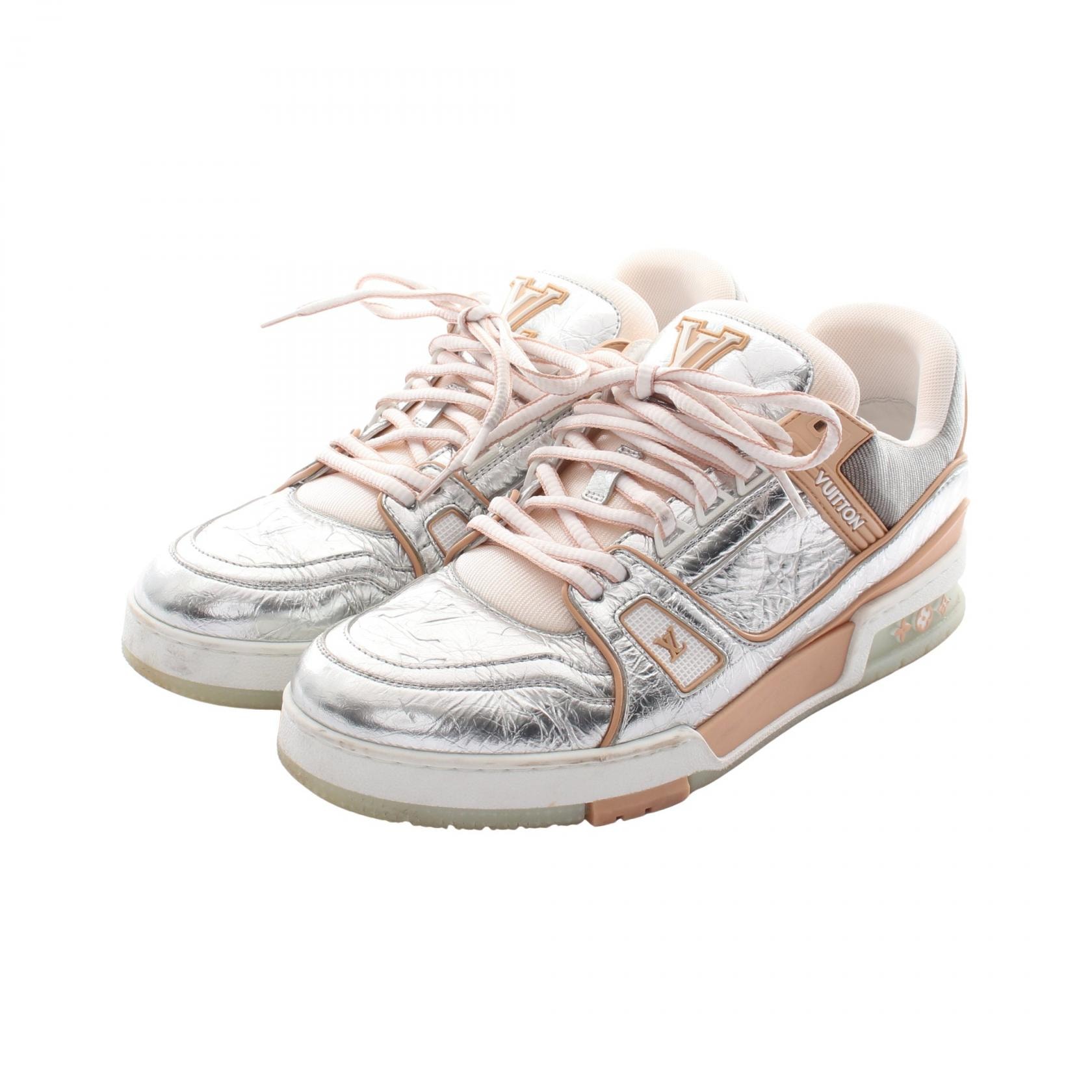 ルイ・ヴィトン LOUIS VUITTON LVトレイナーライン スニーカー 靴 レザー ファブリック シルバー メンズ シルバー系 / ベージュ系 【中古】