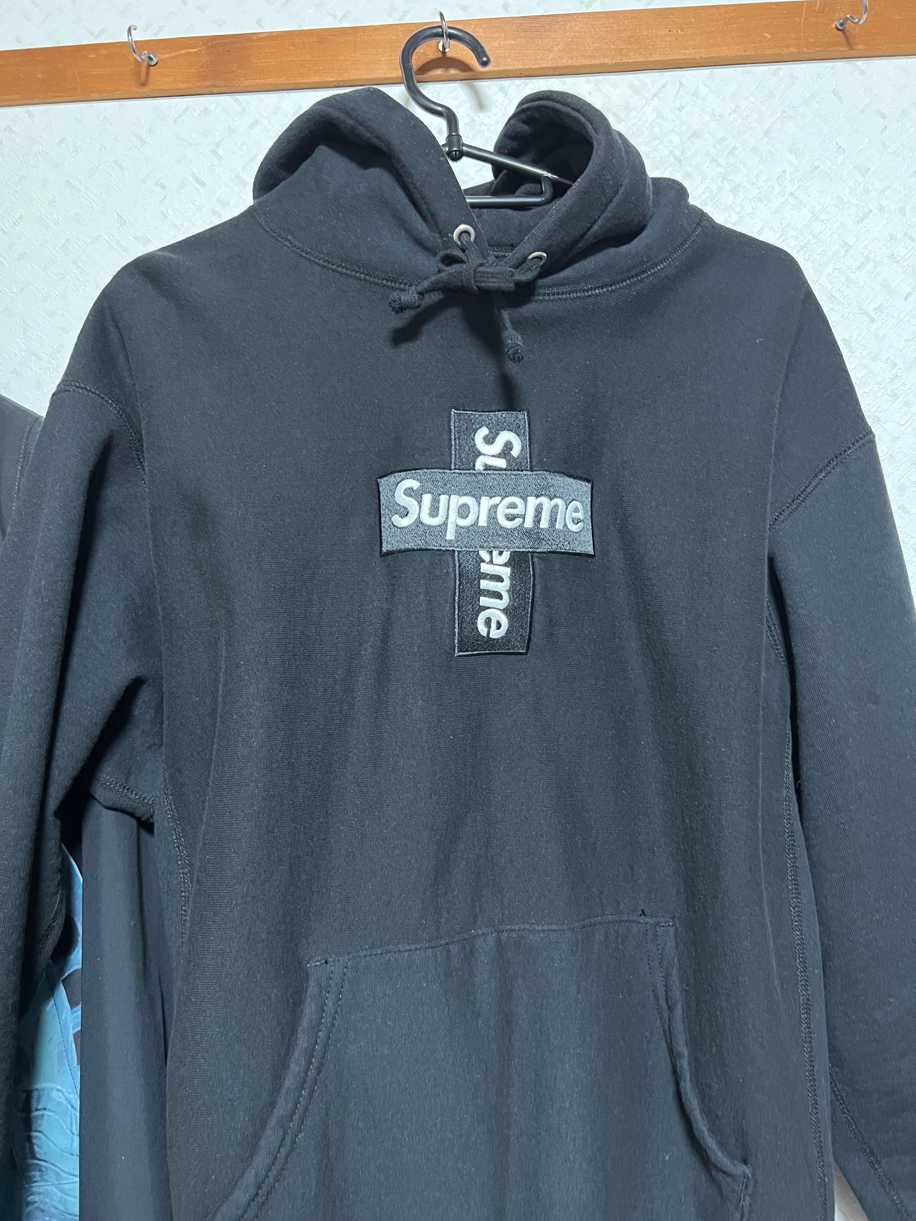 Supreme Cross Box Logo Hooded Sweatshirt "Black"