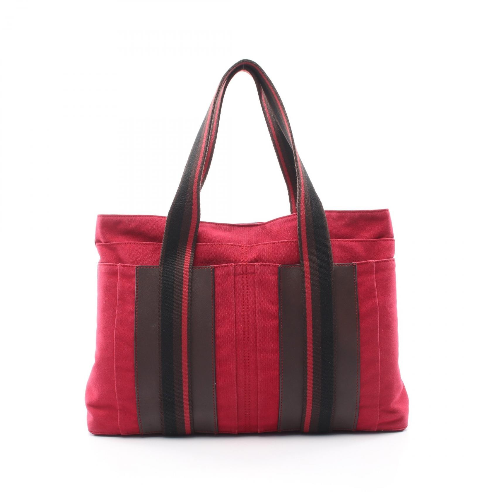 エルメス HERMES トロカホリゾンタルMM トートバッグ バッグ キャンバス レザー レディース レッド系 / ブラウン系 049233CK 【中古】