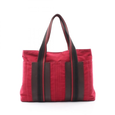 エルメス HERMES トロカホリゾンタルMM トートバッグ バッグ キャンバス レザー レディース レッド系 / ブラウン系 049233CK 【中古】