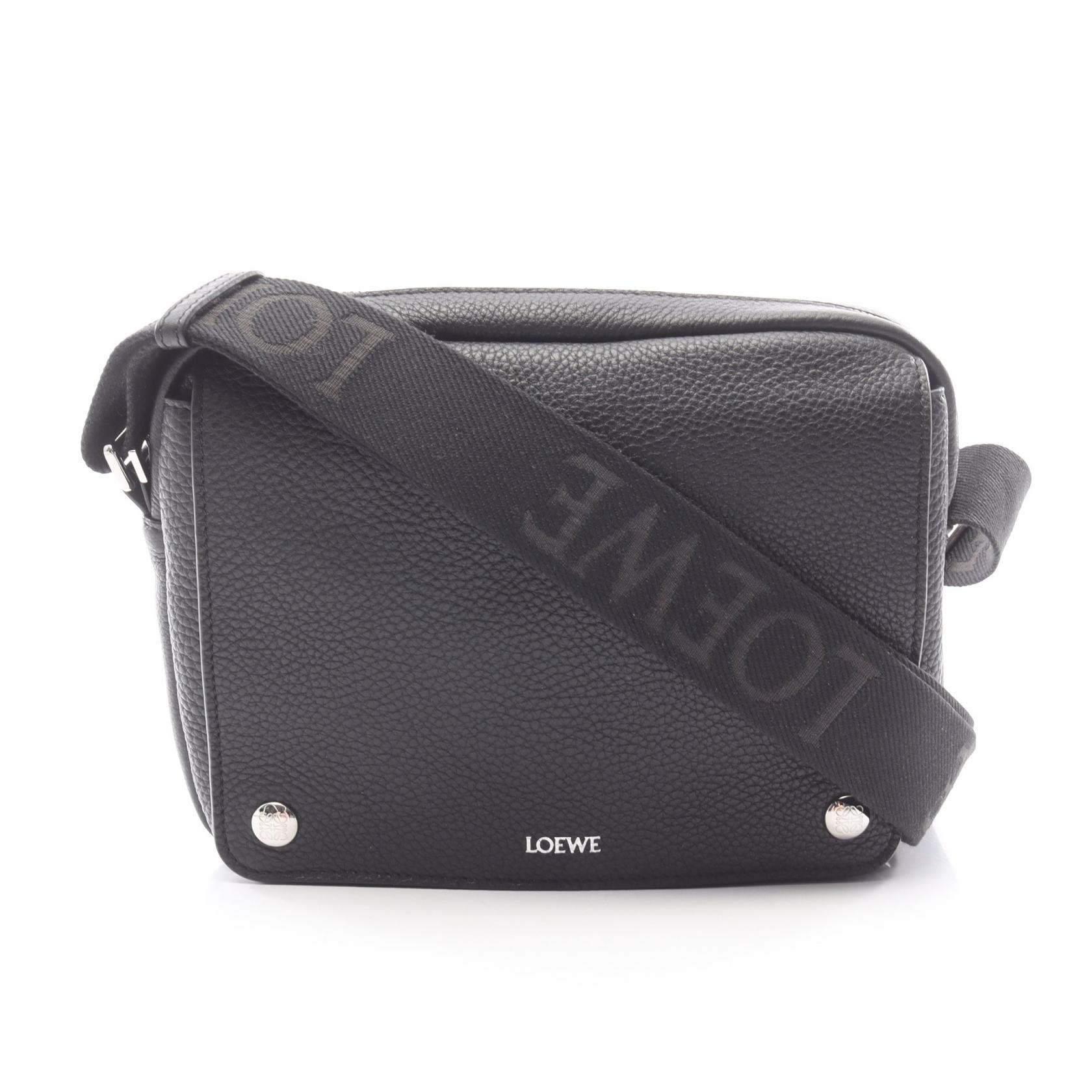 ロエベ LOEWE ペブル メッセンジャーバッグ ミディアム ショルダーバッグ バッグ レザー メンズ ブラック系 BANBA73X051100 【新品】