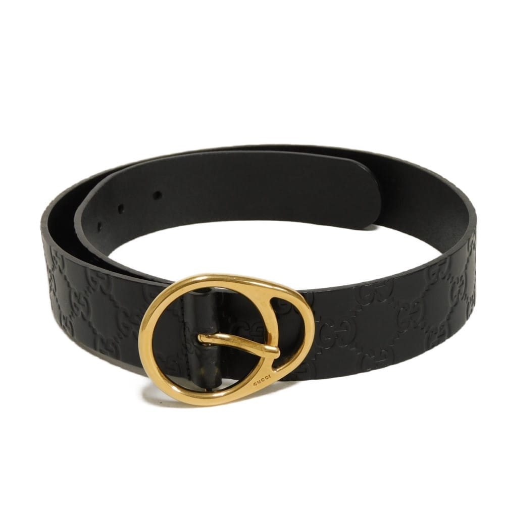 GUCCI グッチ グッチシマ 40MM 80/32 カーフ ゴールド GG シマ ブラック ベルト 201793