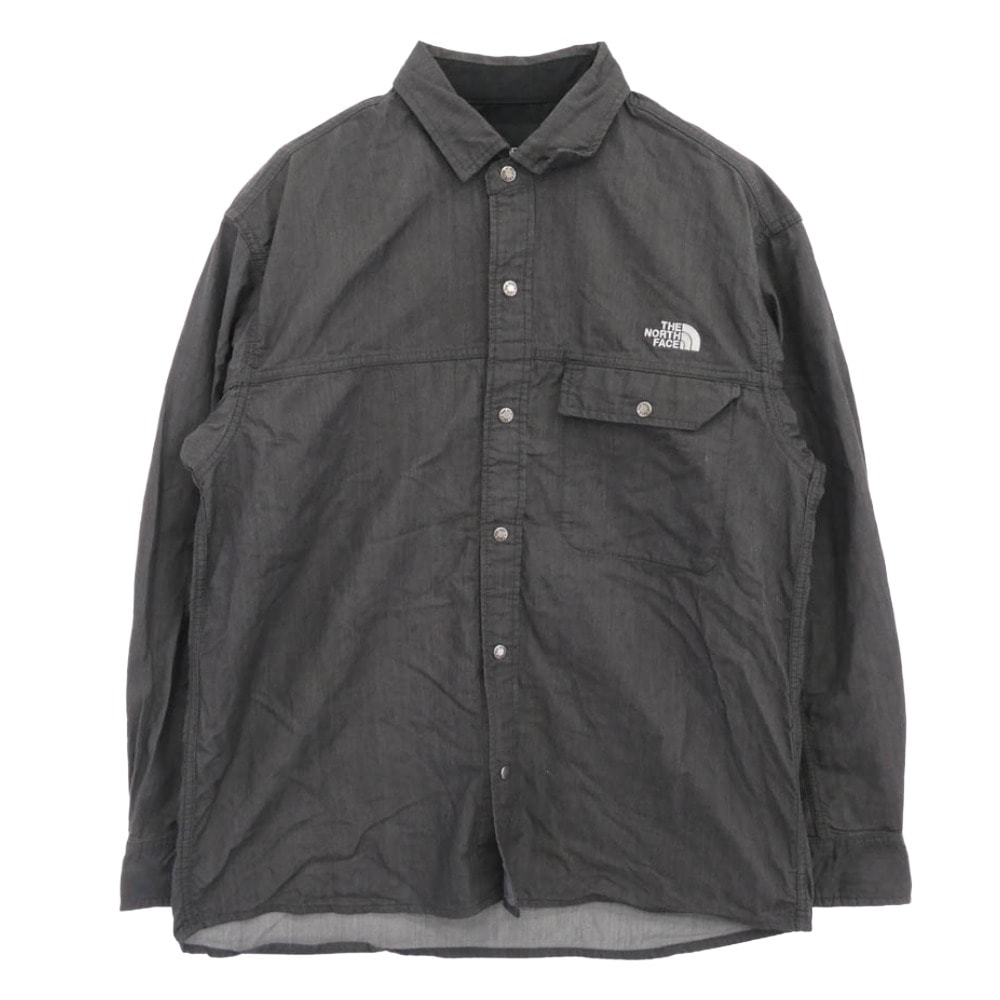 THE NORTH FACE ノースフェイス 長袖シャツ NR72130 L/S NYLON DENIM NUPTSE SHIRT ロングスリーブ ナイロンデニム ヌプシシャツ ダークグレー系 XL【中古】