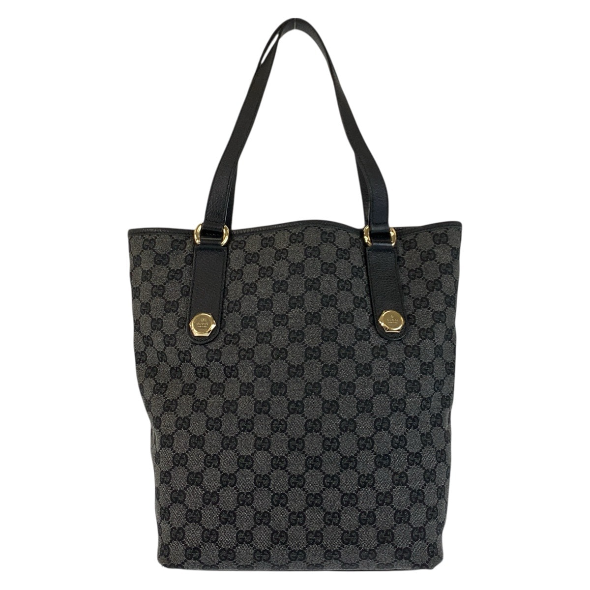 GUCCI グッチ ブラック 黒 ゴールド金具 GGキャンバス レザー/ トートバッグ ショルダーバッグ 600809 【中古】