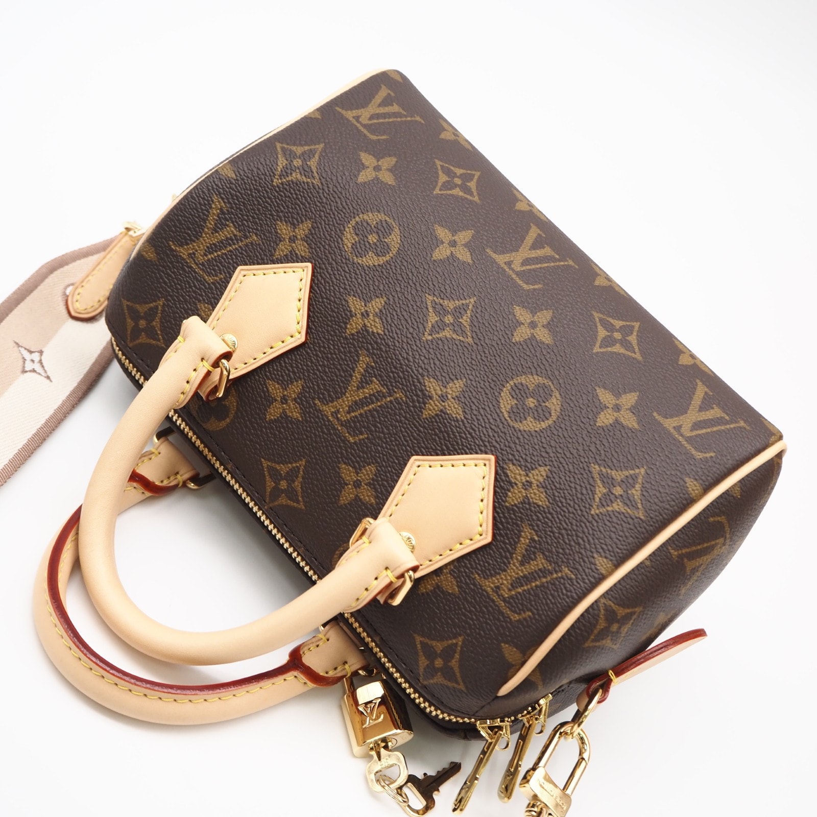 極美品 LOUIS VUITTON ルイ・ヴィトン モノグラム スピーディ バンドリエール20 M46222 2wayハンドバッグ ブラウン ベージュ コーティングキャンバス レザー レディース