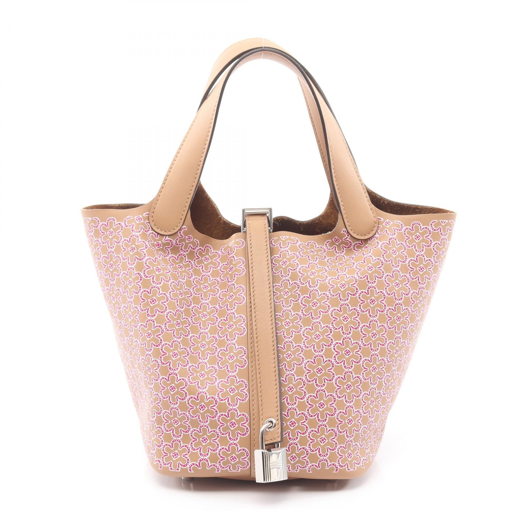 エルメス HERMES ピコタンロックPM ラッキーデイジー ハンドバッグ バッグ レザー ヴォースイフト ヴォースイフト チャイ U刻印(2022年製造) レディース ベージュ系 / ピンク系 / ホワイト系/ローズ 【中古】