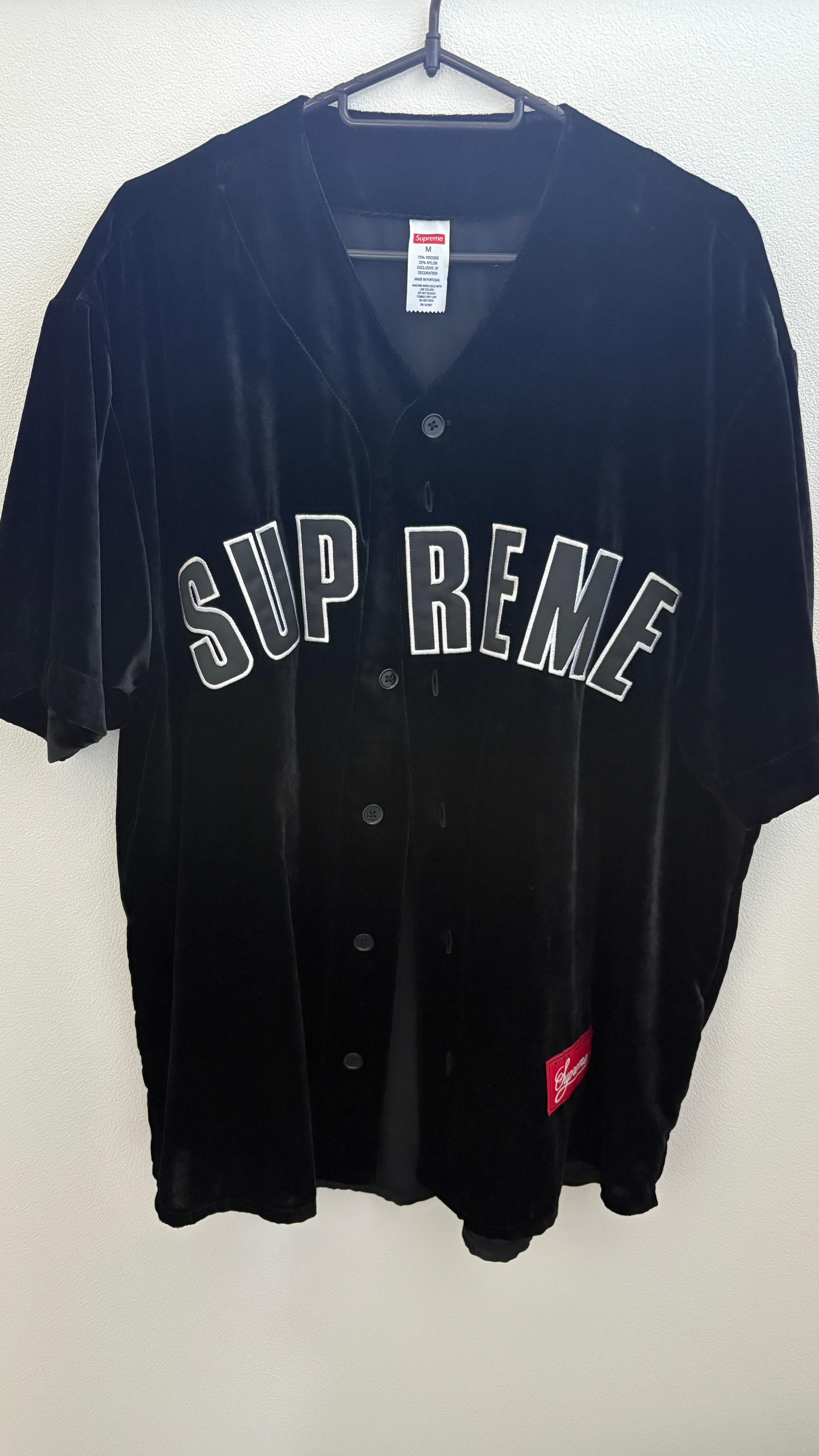 Supreme Velvet Baseball Jersey "Black"