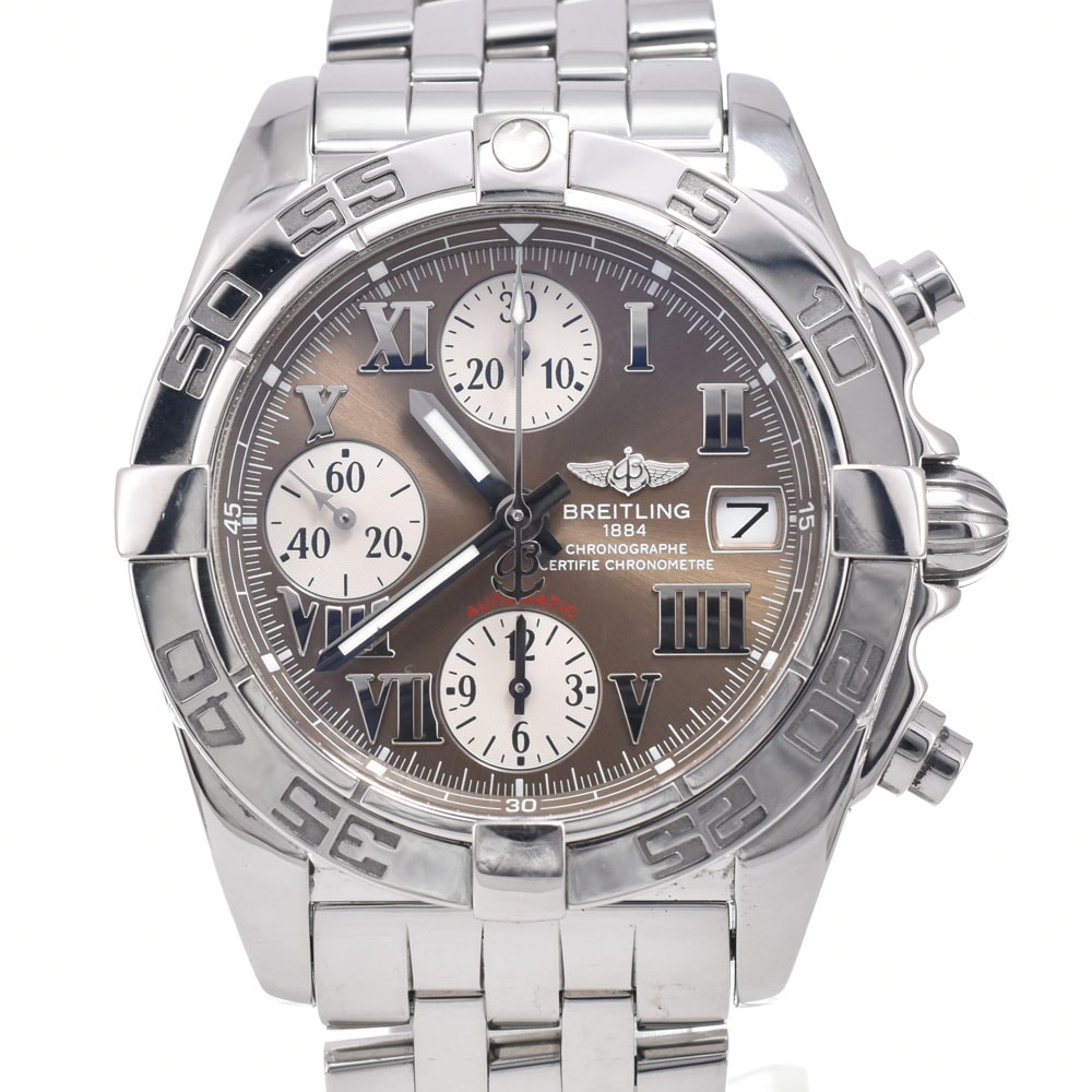 ブライトリング BREITLING A154Q20PA ギャラクティック クロノグラフ デイト ブラウン 自動巻き メンズ 良品 腕時計 K#150154
