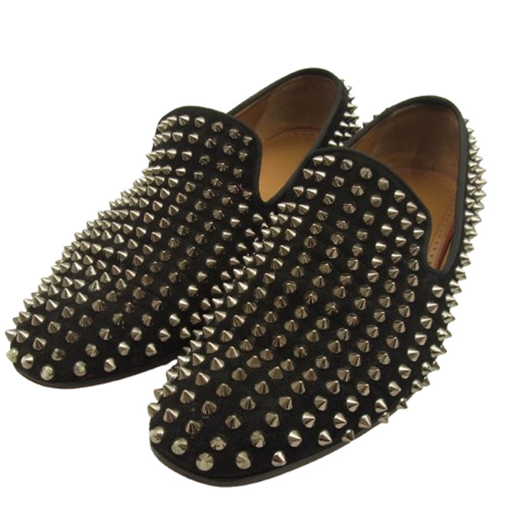 Christian Louboutin クリスチャンルブタン その他靴 1130462 ROLLERBOY SPIKES FLAT CALF ローラーボーイ スパイク スタッズ ローファー ブラック系 シルバー系 40【中古】