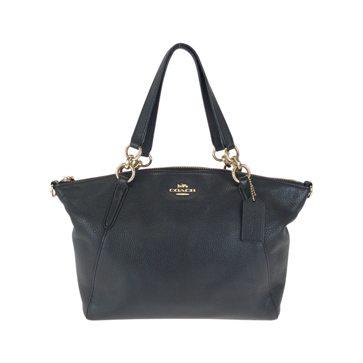 COACH コーチ スモールケルシー ブラック 黒 ゴールド金具 レザー トートバッグ ハンドバッグ 602665 【中古】