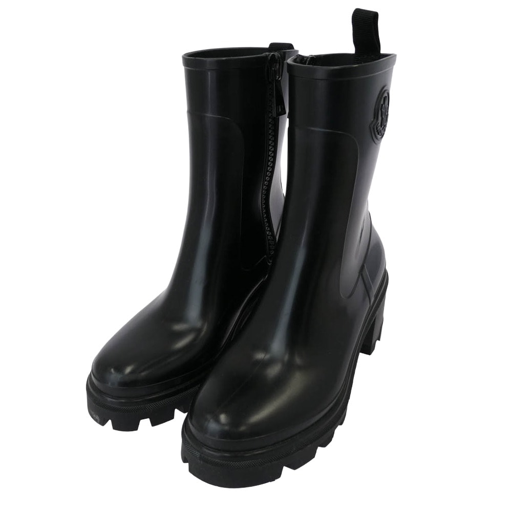 MONCLER モンクレール ブーツ サイドジップ ラバー レインブーツ ブラック系 37【中古】