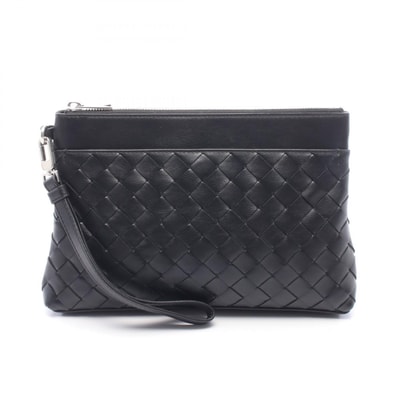 ボッテガヴェネタ BOTTEGA VENETA プリズムポーチ イントレチャート ポーチ バッグ レザー レディース ブラック系 795712V2HL18803 【中古】