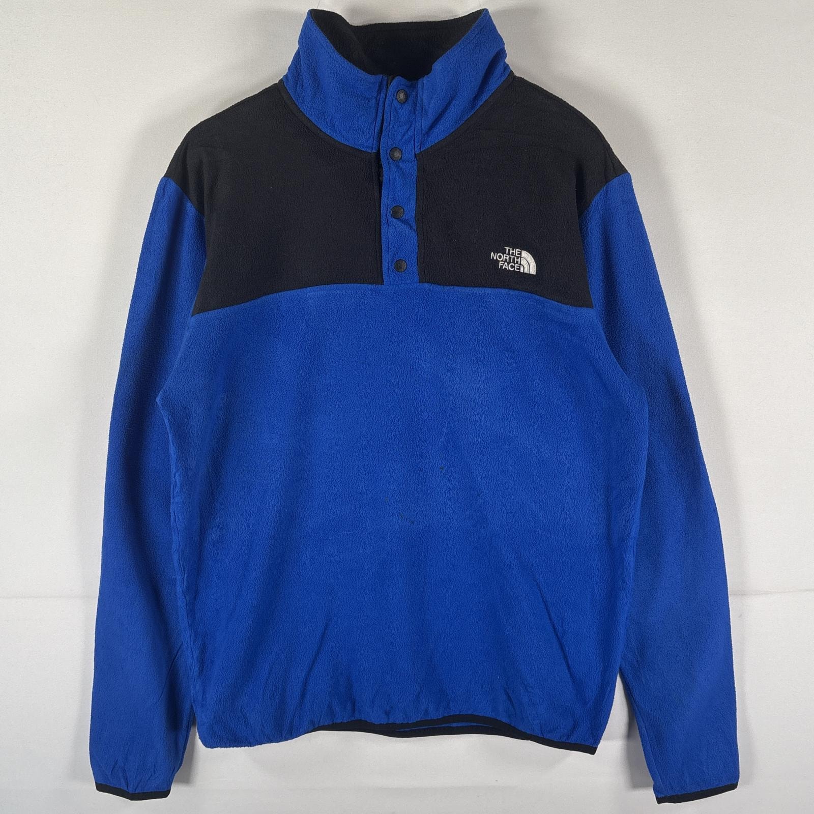 古着 ザ・ノースフェイス THE NORTH FACE フリーストレーナー ハーフボタン ワンポイントロゴ ツートン プルオーバー  M  ブルー メンズ